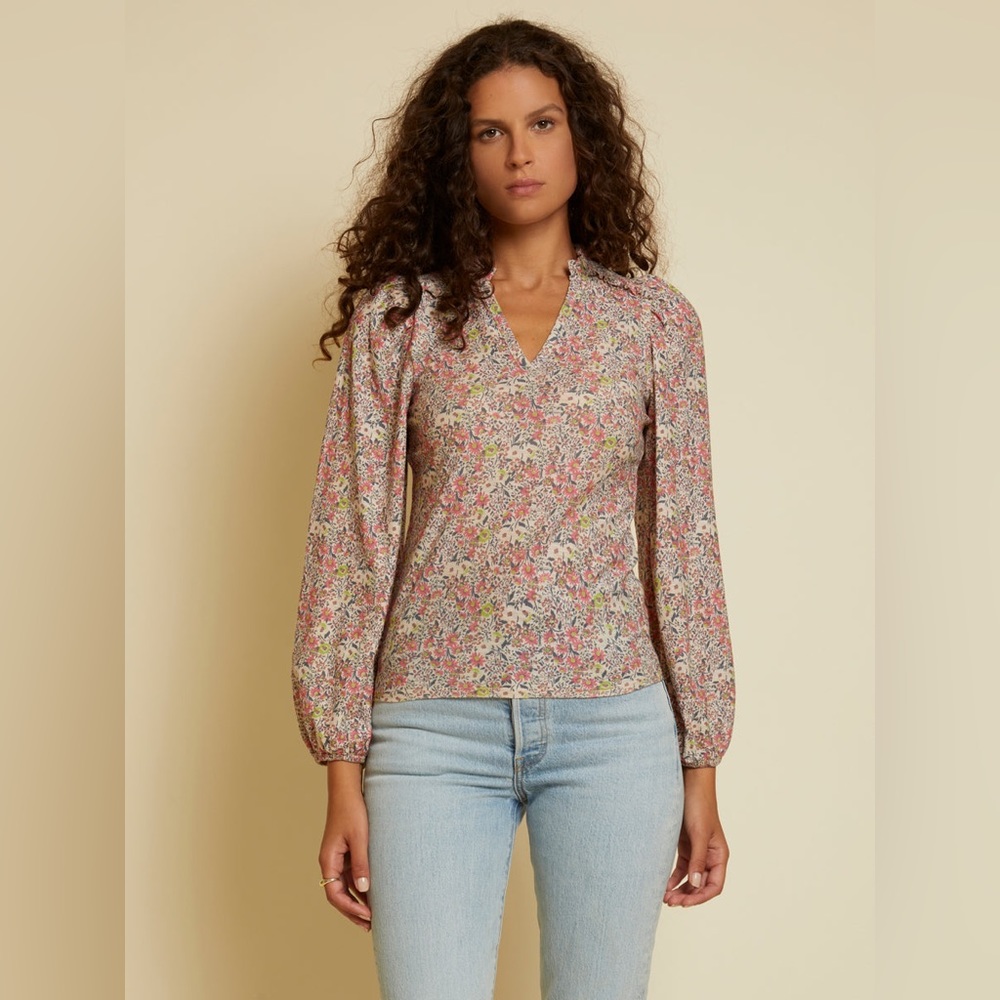 Nation LTD - Claudine Yoked Tee in Superbloom, Size XL